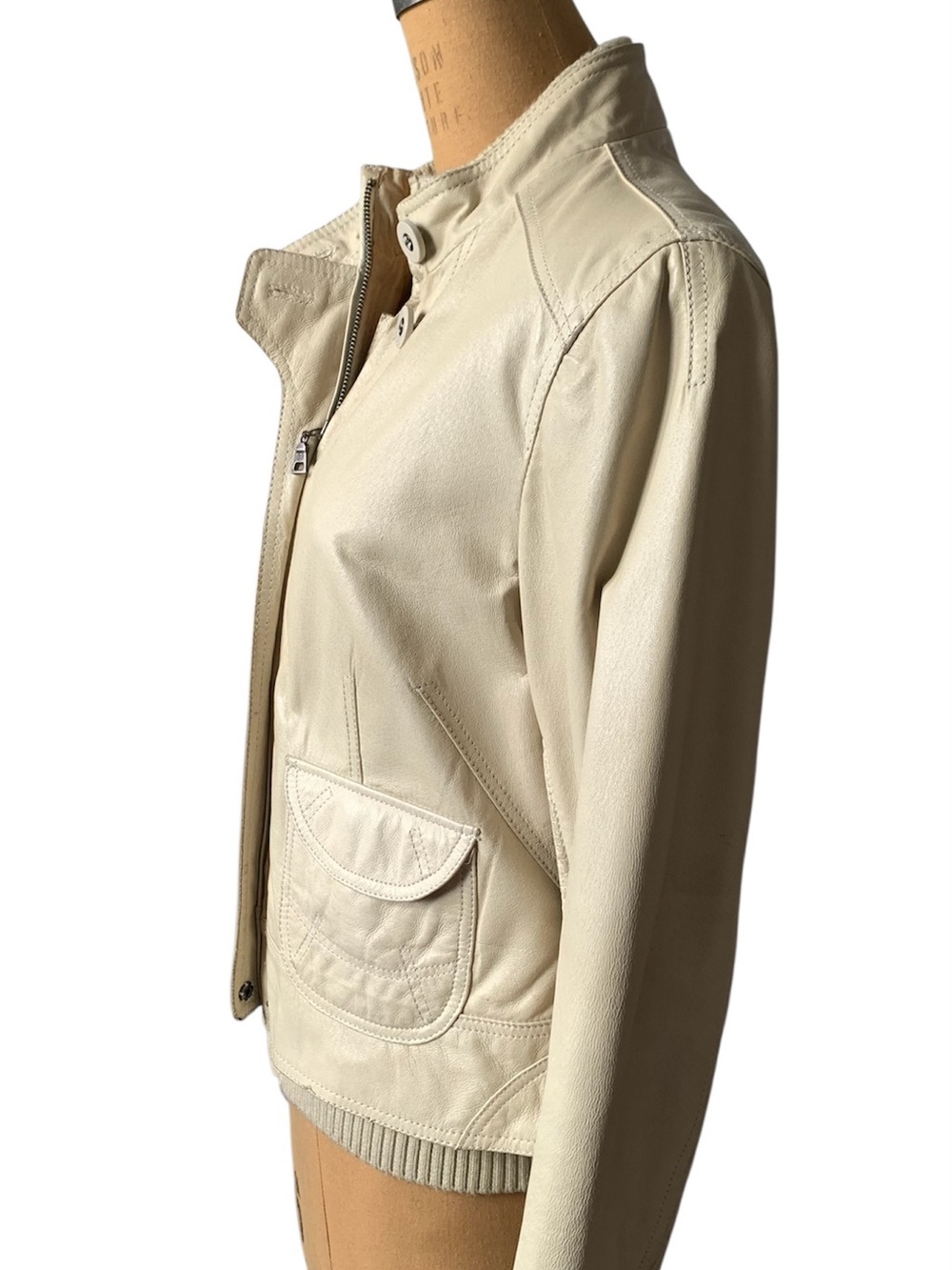 Danier Cream Leather Zip-Front Jacket - Picture 3 of 5